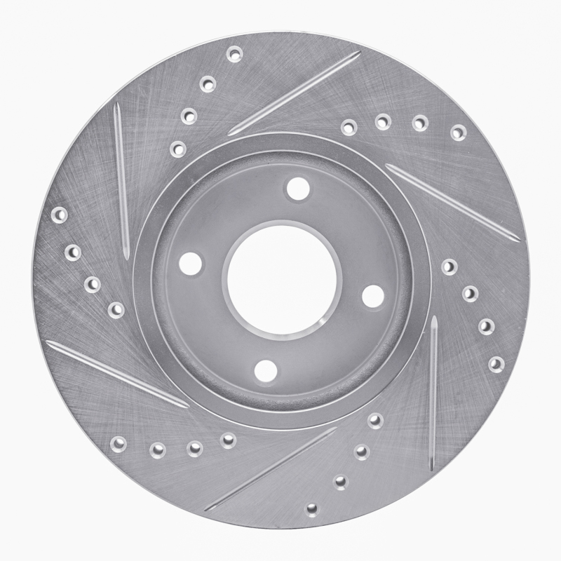 Ford Fiesta Brake Rotor (1) - Front Right - R1 Concepts - Drilled & Slotted - Silver - `14-`23